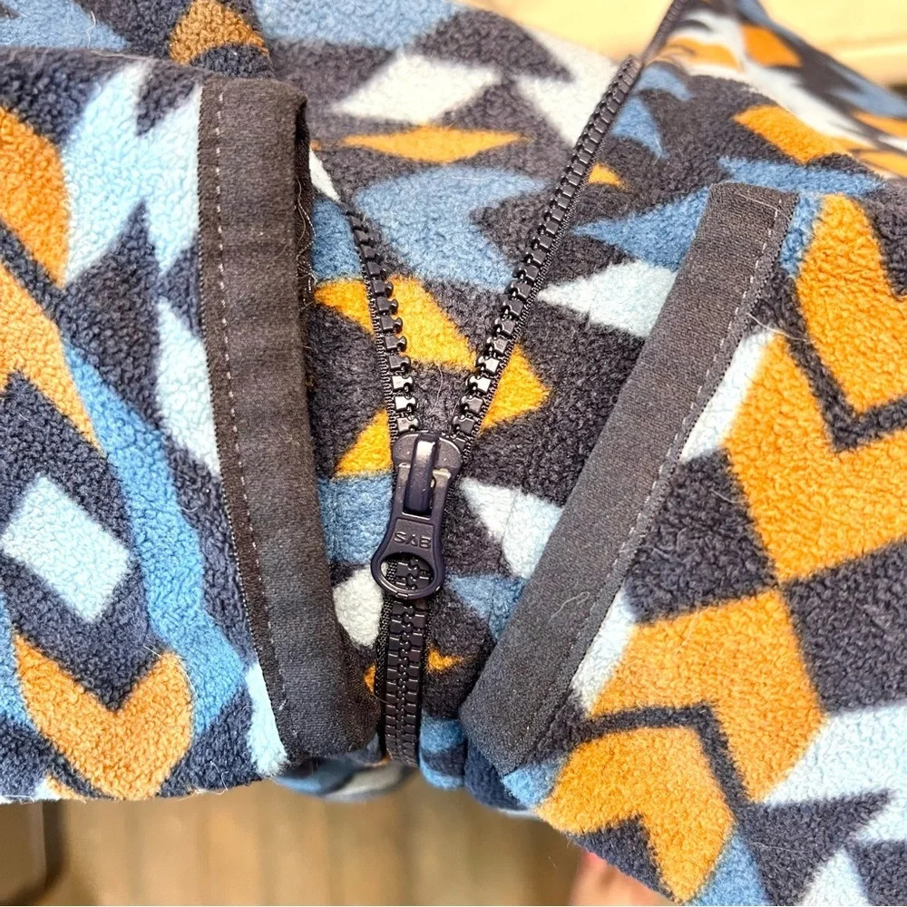 Sonoma Jacket Mens Size Medium Supersoft Arctic Fleece Blue Aztec Full Zipper - Picture 8 of 11